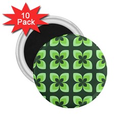 Retro Flower Green 2 25  Magnets (10 Pack)  by snowwhitegirl