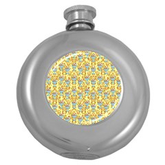 Paisley Yellow Sundaes Round Hip Flask (5 Oz) by snowwhitegirl