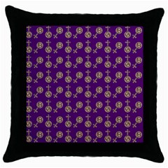 Victorian Crosses Purple Throw Pillow Case (black) by snowwhitegirl