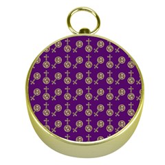 Victorian Crosses Purple Gold Compasses by snowwhitegirl