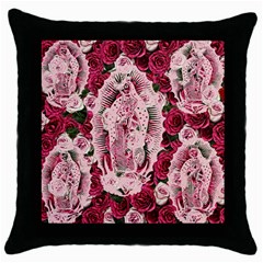 Guadalupe Roses Throw Pillow Case (black) by snowwhitegirl