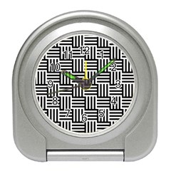 Black And White Basket Weave Travel Alarm Clock by retrotoomoderndesigns