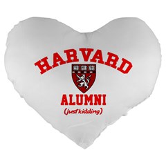 Harvard Alumni Just Kidding Large 19  Premium Flano Heart Shape Cushions by Sudhe