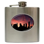 Skyline Panoramic City Architecture Hip Flask (6 oz) Front