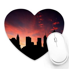 Skyline Panoramic City Architecture Heart Mousepads by Sudhe