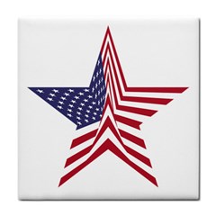 A Star With An American Flag Pattern Tile Coasters by Sudhe