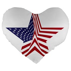 A Star With An American Flag Pattern Large 19  Premium Flano Heart Shape Cushions by Sudhe