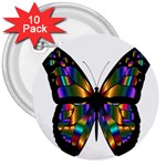 Abstract Animal Art Butterfly 3  Buttons (10 pack)  Front