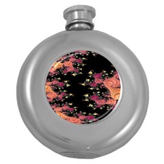 Fractal Fantasy Art Design Swirl Round Hip Flask (5 Oz) by Sudhe