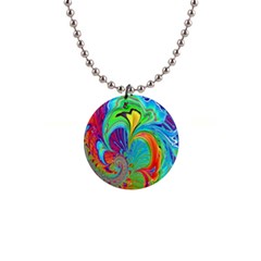 Fractal Art Psychedelic Fantasy 1  Button Necklace by Sudhe