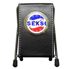 Sexsi Sexy Logo Pen Holder Desk Clock by Sudhe