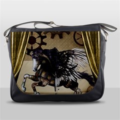 Awesome Steampunk Unicorn With Wings Messenger Bag by FantasyWorld7