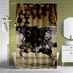 Awesome Steampunk Unicorn With Wings Shower Curtain 48  X 72  (small)  by FantasyWorld7