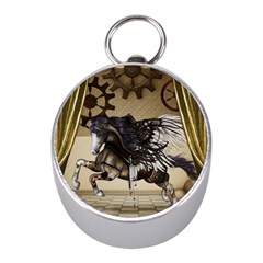 Awesome Steampunk Unicorn With Wings Mini Silver Compasses by FantasyWorld7