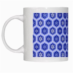 Hexagonal Pattern Unidirectional Blue White Mugs by Mariart