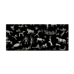 Petroglyph Nordic Beige And Black Background Petroglyph Nordic Beige And Black Background Hand Towel by snek