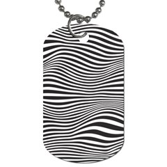 Retro Psychedelic Waves Pattern 80s Black And White Dog Tag (one Side) by genx