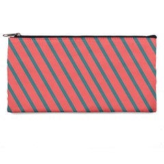 Living Coral Diagonal Stripes Pencil Cases by LoolyElzayat