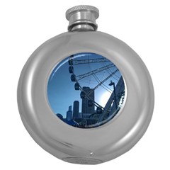 Navy Pier Chicago Round Hip Flask (5 Oz) by Riverwoman