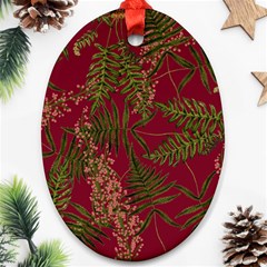 Fern Red Oval Ornament (two Sides) by snowwhitegirl