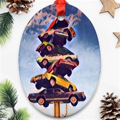 Pretty Colors Cars Oval Ornament (two Sides) by StarvingArtisan