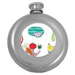 Fruits Veggies Round Hip Flask (5 oz) Front