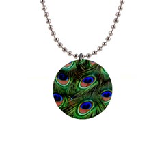 Peacock Feathers 1  Button Necklace by snowwhitegirl