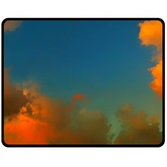 Orange And Blue Sky Fleece Blanket (medium)  by okhismakingart