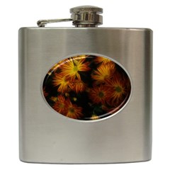 Red Striped Flowers Hip Flask (6 Oz) by okhismakingart