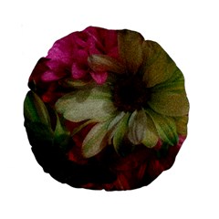 Grainy Green Flowers Standard 15  Premium Round Cushions by okhismakingart