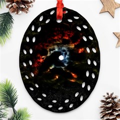 Moon Supernova Ornament (oval Filigree) by okhismakingart