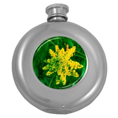 Yellow Sumac Bloom Round Hip Flask (5 Oz) by okhismakingart