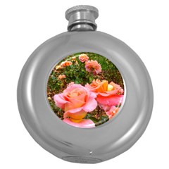 Pink Rose Field Round Hip Flask (5 Oz) by okhismakingart