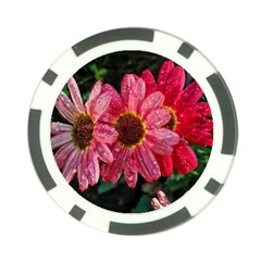 Three Dripping Flowers Poker Chip Card Guard by okhismakingart