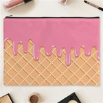 Ice Cream Pink melting background with beige cone Cosmetic Bag (XXXL) Front