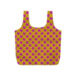 Pink Stars Pattern On Yellow Full Print Recycle Bag (S) Front