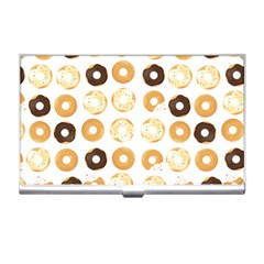 Donuts Pattern With Bites Bright Pastel Blue And Brown Cropped Sweatshirt Business Card Holder by genx