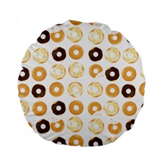 Donuts Pattern With Bites Bright Pastel Blue And Brown Cropped Sweatshirt Standard 15  Premium Round Cushions by genx