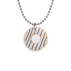 Donut Pattern Alone Cream Frame Donut Pattern Alone Cream Brown Background Only 1  Button Necklace by genx