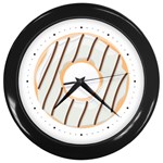 Cream and Chocolate Donut with lines of melted cacao Wall Clock (Black) Front