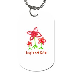 Flowers And Cute Phrase Pencil Drawing Dog Tag (one Side) by dflcprintsclothing