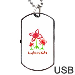 Flowers And Cute Phrase Pencil Drawing Dog Tag Usb Flash (one Side) by dflcprintsclothing