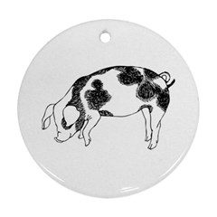 Pig Floppy Ears Hand Drawn With Funny Cow Spots Black And White Ornament (round) by genx