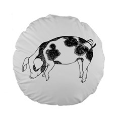 Pig Floppy Ears Hand Drawn With Funny Cow Spots Black And White Standard 15  Premium Round Cushions by genx