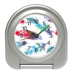 Feathers Boho Style Purple Red and Blue Watercolor Travel Alarm Clock Front