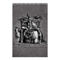 Odin On His Throne With Ravens Wolf On Black Stone Texture Shower Curtain 48  X 72  (small)  by snek