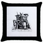 Odin on his Throne with ravens wolf on black stone texture Throw Pillow Case (Black) Front