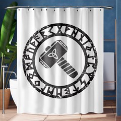 Thor Hammer With Runes Valhalla Tristella Viking Norse Mythology Mjolnir  Shower Curtain 60  X 72  (medium) by snek