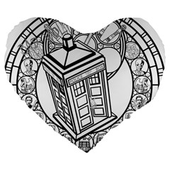 Bad Wolf Tardis Art Drawing Doctor Who Large 19  Premium Flano Heart Shape Cushions by Sudhe