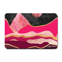 Pink And Black Abstract Mountain Landscape Small Doormat  by charliecreates